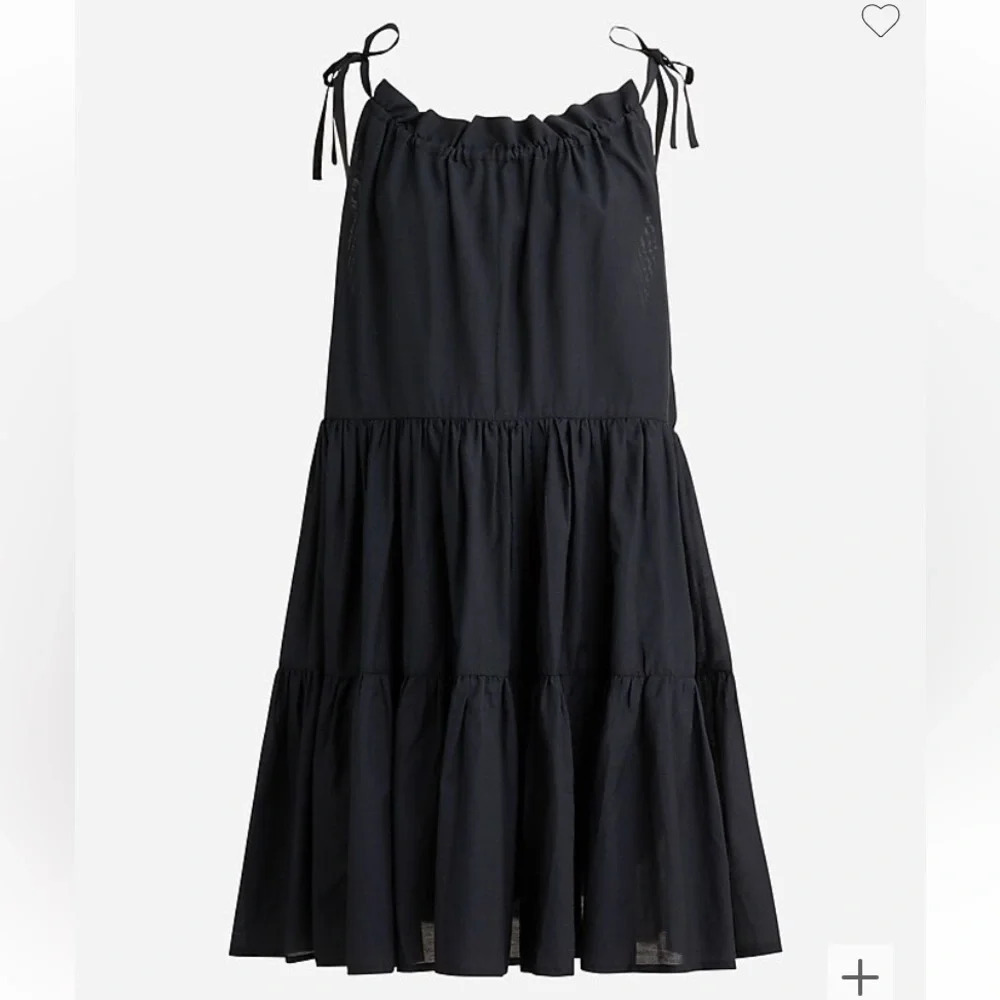 J. Crew Tie-shoulder tiered mini dress Black Sz XXS